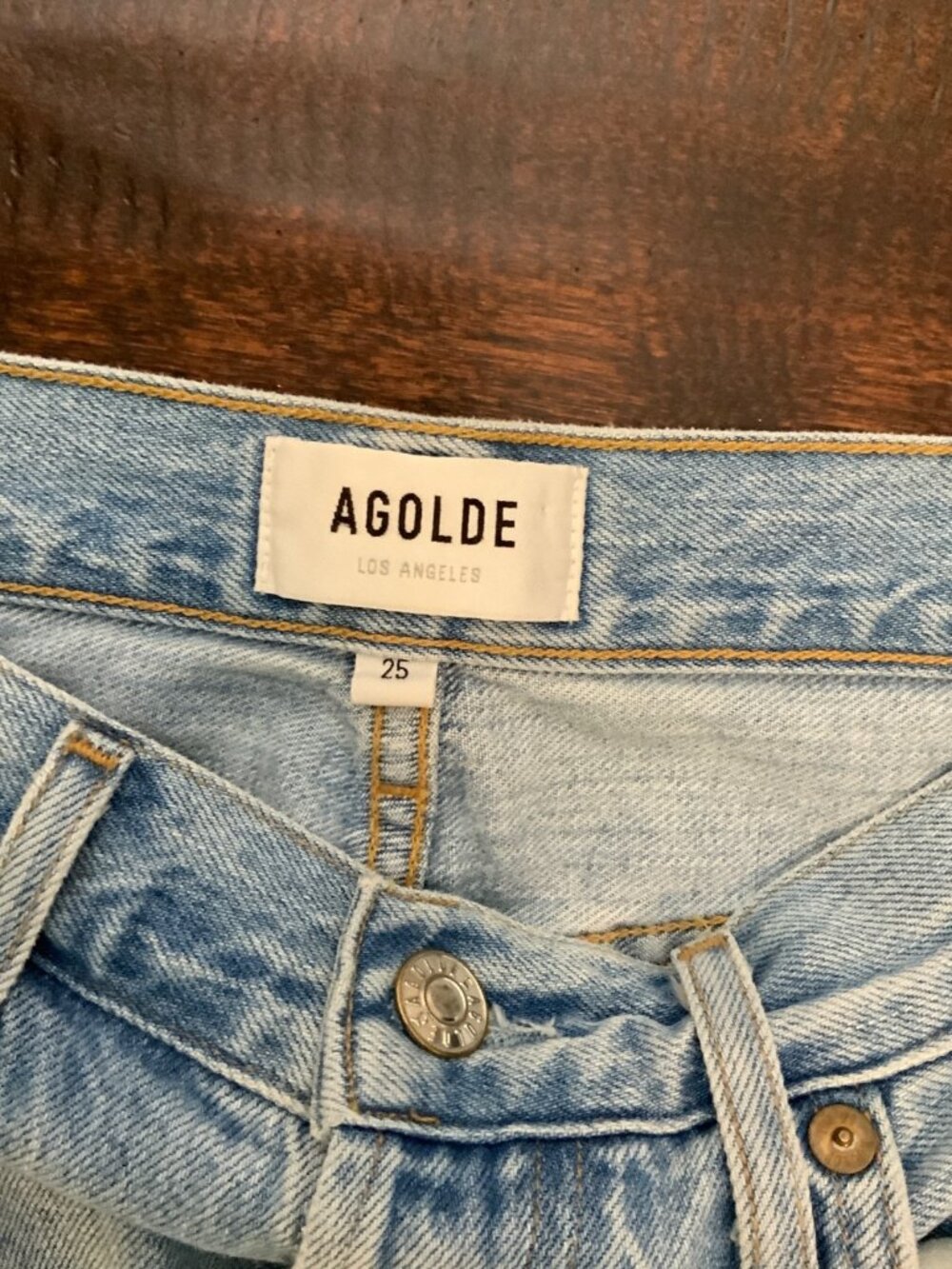 AGOLDE Light Wash Jamie High Rise Classic Distressed Blue Jeans, Size 25 - Picture 4 of 5